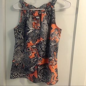 Bright Orange and Blue Printed Top